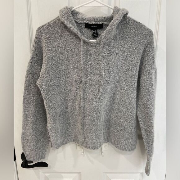 Forever 21 Marled Gray Cropped Textured Hoodie Women’s Size S - Picture 1 of 4